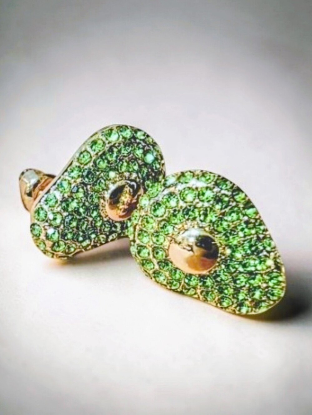 Avocado fruit stud earrings made with green zirconia; approx .65"L x .47"W; nwot